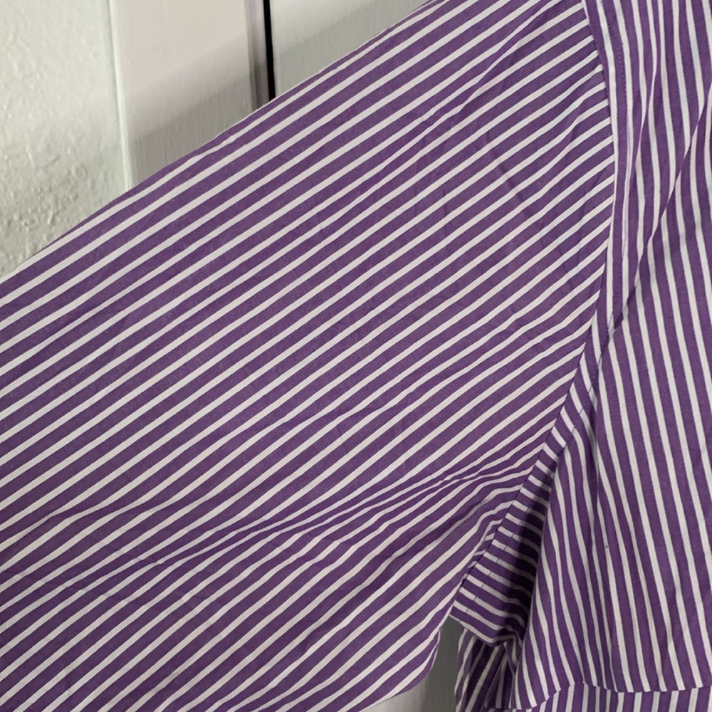 Ralph Lauren Black Label purple white vertical stripes button down shirt Sz 2X - Picture 5 of 9